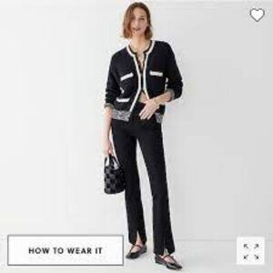 J Crew Mario Bellucci Roxanne Flare Leg Trouser Pants Womens XXS Black Zip ankle